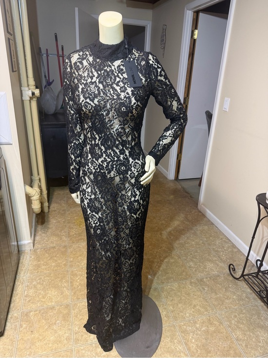 Fashion Nova Dresses & Skirts - Fashion Nova Black Lace High-Neck Long Sleeve Gown